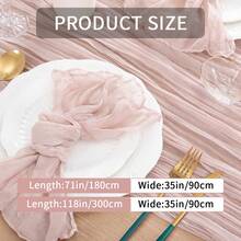 12pcs Soft Cheesecloth Balinese Table Runners, 6 Feet Long Tulle Fabric, Suitable For Bohemian Style Wedding Party, Bridal Shower, Home Decor, Baptism And Christmas Table Decoration. - Bột tro - Xem 4