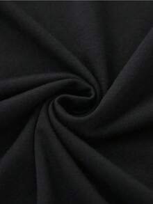 Camiseta casual negra para mujer, 100% algodón con estampado de lazo blanco, camiseta de manga corta con cuello redondo casual y cómoda, ropa de primavera y verano, adecuada para cualquier ocasión, color sólido, casual, uso diario. - Negro - Ver 5