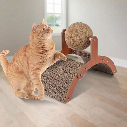 Shoze Cat Scratcher With Hanging Toy Sisal Ball Cat Scratching Board Durable Board Pads Prevents Furniture Damage