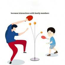 1 Set Table Tennis Racket Speed Training Kit, Indoor Ping Pong Agility Trainer, Home Practice Elastic Self-Training Soft Shaft Single/Double Player Training Device