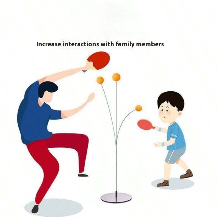 1 Set Table Tennis Racket Speed Training Kit, Indoor Ping Pong Agility Trainer, Home Practice Elastic Self-Training Soft Shaft Single/Double Player Training Device