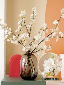 1 件，人造樱花，42.51 英寸，带 4 个分支，塑料人造植物，绿色人造植物，由不褪色的涤纶面料制成，现代简约风格 - 适用于家居装饰、花瓶、婚礼、派对、客厅、卧室、DIY 墙壁、办公桌填充。 - 多色 - 查看 12