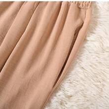 Women High Waist Straight Leg Loose Solid Color Pleated Trousers - Khaki - View 6