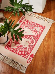 Woven Carpet, Red Poker Pattern Indoor Decorative Rug, For Living Room 60*90cm,Fall Decor,Autumn Decor,Room Decor - Red - View 1