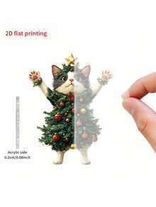 2/1 szt. Uroczy wisiorek z kotem, dekoracja świąteczna, 2D (nie 3D) Uroczy wisiorek na choinkę z kotem, czarny kot, pluszowy kot, ozdoba świąteczna, noworoczna, ozdoba samochodowa, ozdoba choinkowa