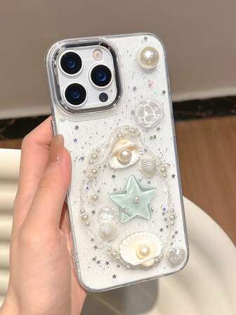 Elegant och exklusivt 3D-resin sjöstjärnskal för telefon, lämpligt för iPhone 16 Pro/16 Pro Max/IPhone 16/13/15 Pro Max/14/12/11, skyddande skal