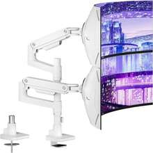 ARES WING Dual Monitor Arm Desk Mount For 17-49 Inch Ultrawide Monitors, Heavy Duty Dual Monitor Mount Holds 44 Lbs, Full Motion Gas Spring Vertical Stacked Monitor Mount, 75_100 VESA Mount, White - MàuB - Xem 1