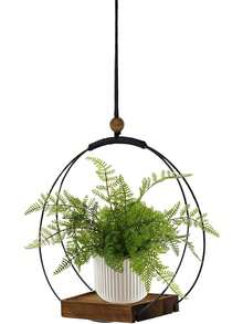 Indoor Plant Hanging Planter, Black Plant Hanger With Sturdy Wooden Base, Modern Boho Plant Holder For Wall, Ceiling, Window, Home Decor (Plants/Pots Not Included)
