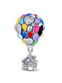 镀银热气球系列飞行家庭吊坠球，适合手链DIY女士饰品 - 銀色 - 查看 13