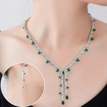 3pcs Silver-Tone Multicolor Women Jewelry Set - Earrings, Necklace, Suitable For Ladies/Brides/Bridesmaids, Festivals, Parties, Weddings, Banquets, Fashion Jewelry Gift Set