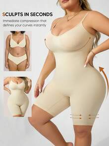 1 件女士收腹紧身衣，无缝塑身衣，V 领，紧身贴身，有弹性且透气，非常适合日常穿着、牛仔裤、裙子和西装外套 - 米色 - 查看 4