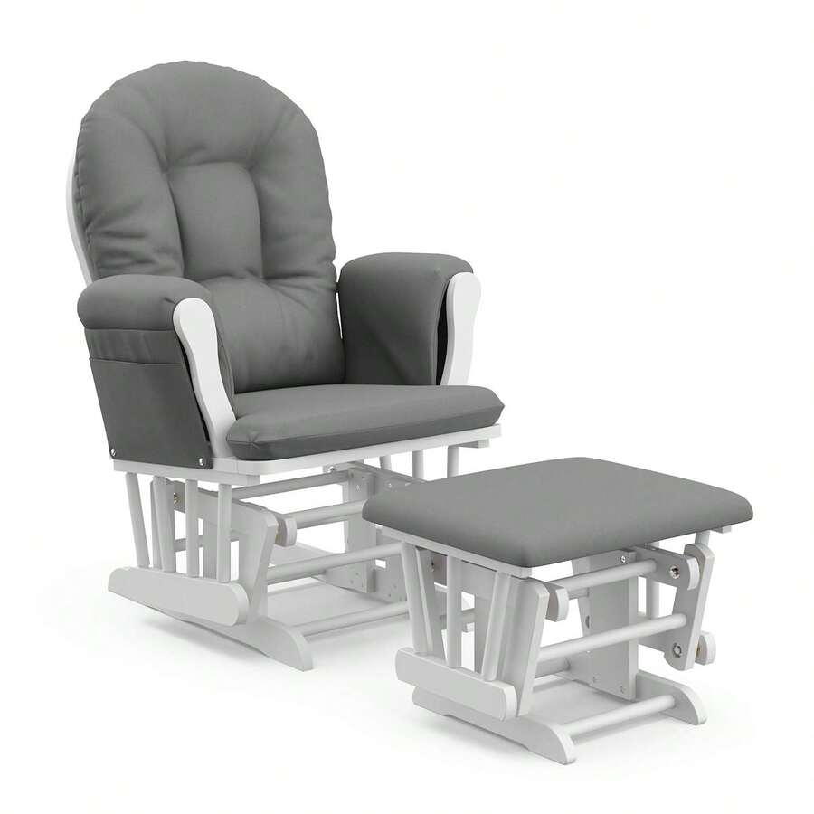 Storkcraft Premium Hoop Glider & Ottoman (White/Gray) - GREENGUARD Gold ...