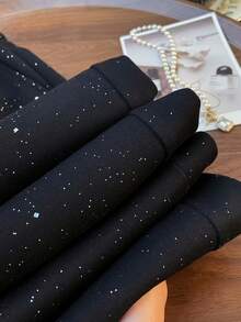 Women's Drawstring Waist Wide Leg Loose Shiny Casual Sweatpants, Everyday Wear - Black - View 6