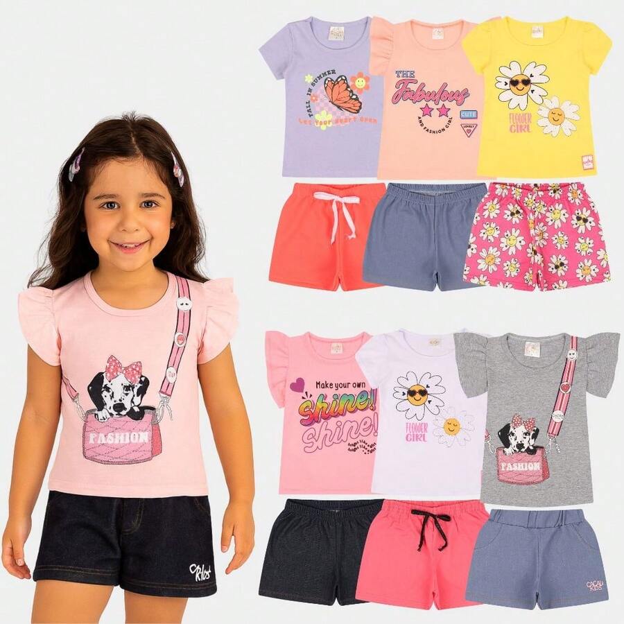 Kit 10 peças de Roupa Conjunto Infantil e Juvenil Menina Tamanho 01 ao ...