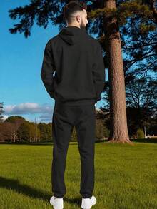 Men Sweatshirt Co-Ords - Black - View 2