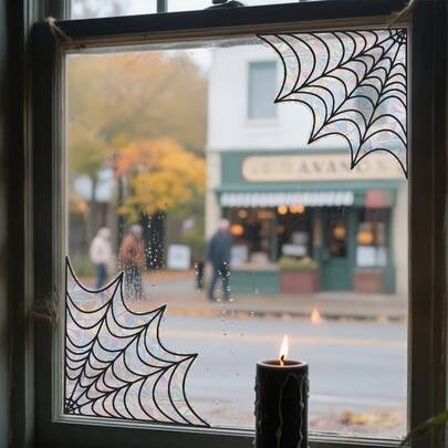 Conjunto de adesivos de janela de teia de aranha preta, adesivo de janela colorido de aranha de canto, vinil à prova d'água reutilizável, suprimentos para festa de Halloween, decoração de Natal, decoração de casamento de ação de graças, decoração para casa, decoração de outono, decoração de outono, decorações de aniversário para presentes, suprimentos para festa, decoração de festival de feriado interno, decoração de parede, enfeites de Halloween, decoração de Natal, decoração de Natal, decoração de árvore de Natal, decoração de presente de ação de graças, casamento, decoração para casa, decoração de outono, decoração de outono, decorações de aniversário para presentes, suprimentos para festa, decoração de festival de feriado interno, decoração de Halloween, decoração de parede, enfeites de Halloween