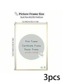 2/3pcs 12x16in/30x40cm Gold Aluminum Alloy Photo Frames, A3/A4 Modern Home Decor Art Frames, Minimalist Stylish Gold Aluminum Alloy Decorative Frames - Gold - View 15