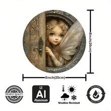 2D Enchanted Fairy Door Wall Art With Aluminum Peeking Fairy For Home Garden Party Decor Ideal For Room And Fairy Gardens, Decorative Signs And Plaques. - 彩色 - 查看 4