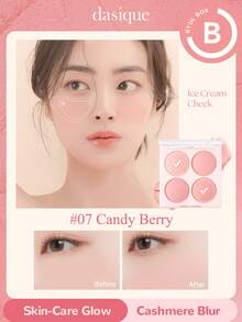 DASIQUE Ice Cream Blush Palette - Velvet Matte & High-Pigment Cheek Color, Buildable Blendable Blush For Soft Gradient Makeup - #07 Candy Berry - View 2