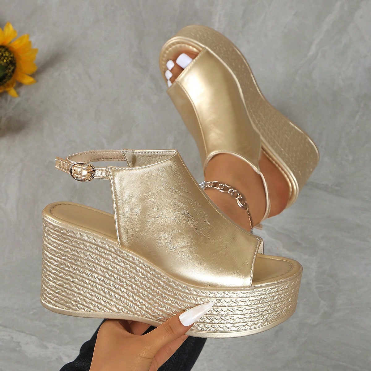 Sandalias de plataforma elegantes de moda para mujer, con suela gruesa, suaves y cómodas, sandalias de tacón alto que no causan fatiga