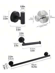 5pcs Bathroom Towel Rack Set, Includes Towel Bar, Tissue Paper Holder, Multi-Hook And 2 Suction Cup Hooks
