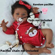 20 Inch Lifelike Reborn Doll With Black Skin, 50cm Soft Cloth African American Newborn Baby Doll, Realistic Cute Handmade Baby Doll Toy, Gift For Children 3+ Years Old (Clothes & Accessories Random)