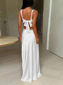 1 Peça Vestido Slip Sexy com Decote em V Profundo e Costas Abertas para Mulheres