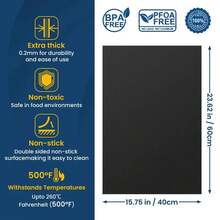 60*40cm Alfombrilla Antiadherente para Parrilla BBQ, Alfombrilla para Hornear, Herramienta de Barbacoa, Hoja de Cocina Resistente al Calor, Fácil de Limpiar, Herramienta de BBQ