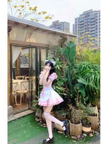 1pc Cute Anime Maid Dress, Sexy Soft Girl Lolita Cosplay Costume (Without Choker), Suitable For Role-Playing Or Photoshoot Halloween Costume - Multicolor - View 4