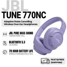 JBL TUNE770NC - 自适应降噪，带智能环境音效的无线头戴式耳机，蓝牙 5.3，快速充电续航时间长达 70 小时，轻巧舒适，可折叠设计（紫色）