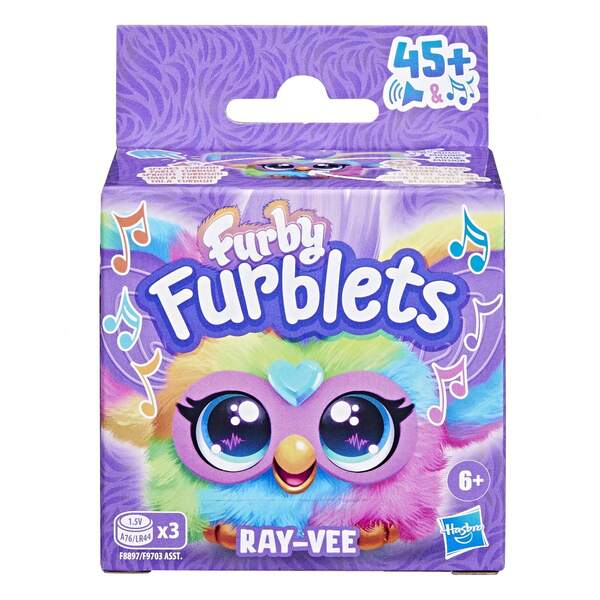 Hasbro Furby Furblets Ray-Vee Mini Friend, 45+ Sounds, Electronica Music & Furbish Phrases, Electronic Plush Toys, Rainbow, Back To School Gifts, Ages 6+
