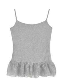 2件套 2025 春夏新款女式蕾丝拼布吊带背心 + 抽绳长袖上衣 - 灰色 - 查看 5