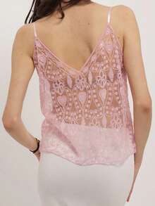 Sequin Cami Tops For Women Y2k Sleeveless V Neck Spaghetti Strap Slim Fit Camisole Summer Casual Going Out Tank Tops Club Streetwear - Hồng - Xem 4