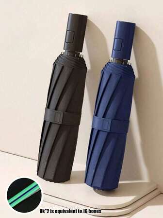 Unisex Automatic Umbrella With 16 Reinforced Ribs, Foldable, Portable, Durable Anti-UV Sunscreen Umbrella For Sunny & Rainy Day Suitable For Halloween, Christmas, New Year, Valentine's Day Gifts (Fabric Cover, Ribbed Color, English Letter Pattern Design, Button Shape Color Can Be Freely Matched)