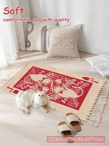 Woven Carpet, Red Poker Pattern Indoor Decorative Rug, For Living Room 60*90cm,Fall Decor,Autumn Decor,Room Decor - Red - View 14