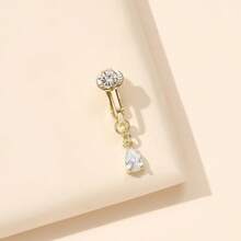 1pc Fashionable Versatile Zirconia Crystal Belly Button Clip - Yellow Gold - View 3