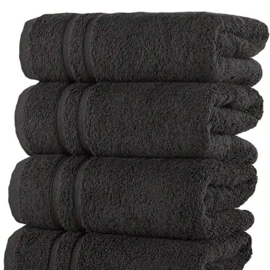 Large 100% Egyptian Cotton Towels 400 GSM Soft & Absorbent Bath Sheets 75cmx150cm Pack 2-4 - màu đen - Xem 1