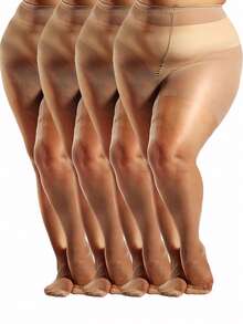 4/6 pares de medias extra grandes de cintura alta con control de abdomen y anti-correr - Negro/Albaricoque/Café - Control de abdomen y soporte de piernas - Medias elegantes formales/profesionales para fiestas - Fórmula suave y sin grietas - Para uso diario y ocasiones especiales, medias profesionales con textura suave