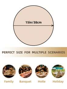 1/4/6/12pcs Bohemian Style Round Paper Placemats, Non-Slip Table Mats For Home Kitchen Dining, Suitable For Holiday Gatherings, Birthdays, Weddings, Parties, Coffee Tables (Note: The Mats Are Paper And Cannot Be Washed),Fall Decor,Autumn Decor,Room Decor - Beige - View 3