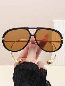 1pc Ombre Shiny Round Sexy PC (Polycarbonate) Pilot Frame Glasses With Ear Pendant, Fashion All Season For Summer Beach Vacation,Outdoor,Travel