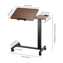 Overbed Table, Mobile Bed Side Table With Flip Desktop And 4 Wheels, Height & Angle Adjustable Rolling Laptop Desk With Cup Holder, Portable Over Bed Desk For Home, Office, Study, Wood + Black - 黑色 - 查看 10