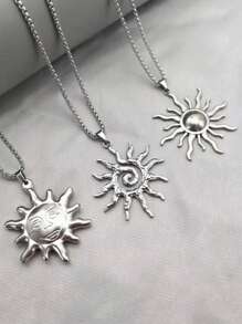 1pc Bohemian Style Stainless Steel Gold Color Sun Pendant Necklace - Sun Pendant - View 8