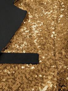 男士亮片西装外套、夜总会酒吧舞厅正装、舞台表演西装外套 - 金色 - 查看 4