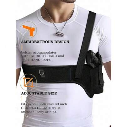 1pc Deep Conceal Shoulder Gun Holster, Unisex Armpit Pistol Holster, Adjustable For Left And Right Shoulder Gun Sleeve Hunting Equipment