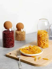 3pcs, 41oz/1200ml, 27oz/800ml, 17oz/500ml Glass Cups, Glass Storage Container With Spherical Cork Stopper, Reusable, Suitable For Storing Tea, Coffee, Flowers, Nuts, Candies, Etc., Essential For Kitchen Storage. - transparent - View 8