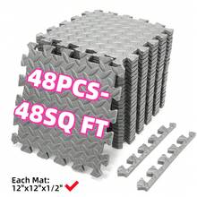 48-Pack EVA Foam Interlocking Mats, Black/Gray Gym Puzzle Tiles, Home Workout Floor Protector, 12.2 X 12.2 X 0.5Inch - Xám - Xem 1