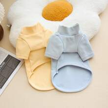 Pet Solid Color Warm Pullover Base Layer, Simple & Versatile Double-Sided Fleece Thickened High Neck Sweatshirt, Autumn/Winter