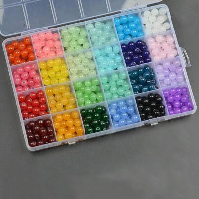 24 件套玻璃珠套件，8 毫米手链制作用品，成人和女孩手工制作的 DIY 珠宝工艺品