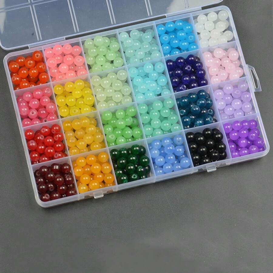 24 件套玻璃珠套件，8 毫米手链制作用品，成人和女孩手工制作的 DIY 珠宝工艺品