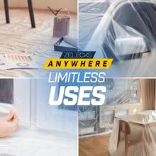 12 X 10 FT 1 Pack Extra Large Painter's Drop Cloth - Light And Durable Dust Cover - Clear Plastic Sheet - Paint Drop Cloth - Floor Protector-169028 - 重型-1 包 - 查看 6